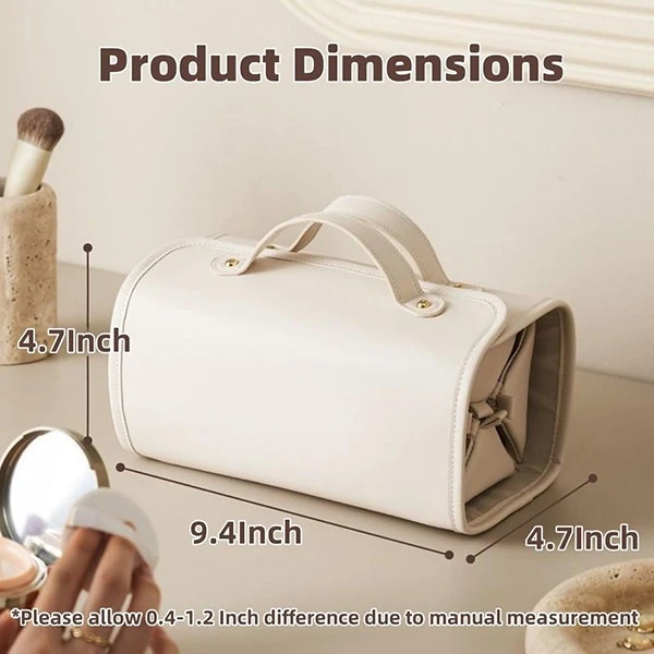 Large Capacity Leather Cosmetic Bag
