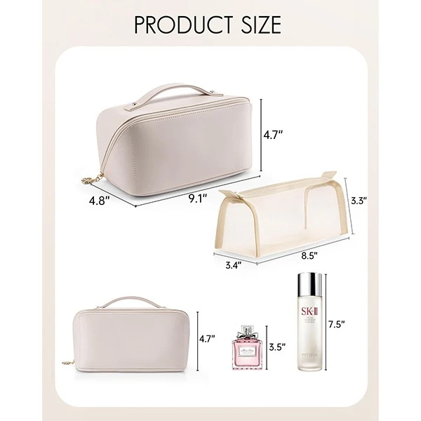 Travel Leather Cosmetic Bag